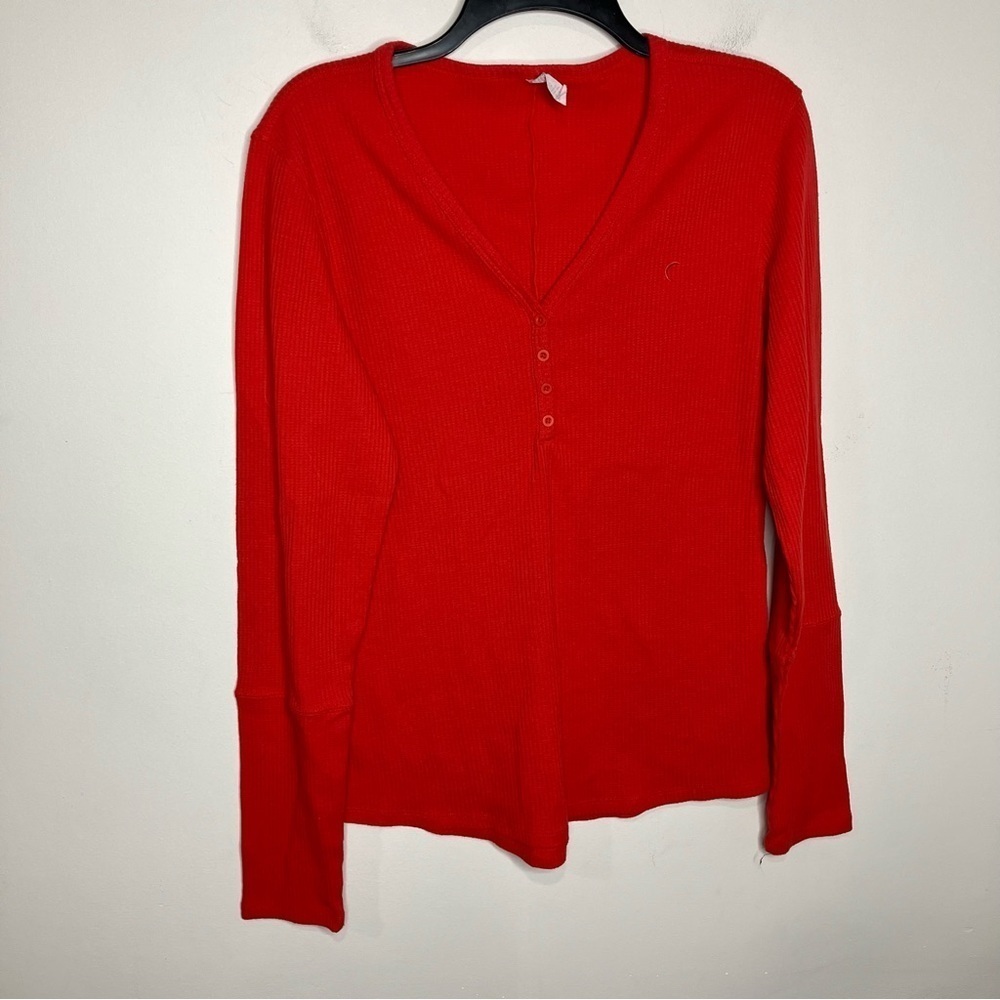 ZYIA active red waffle knit top long sleeve size XL
